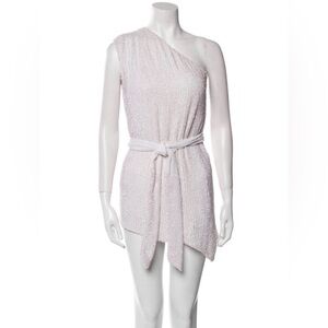Retrofete white Sequin Tie-Waist Mini Dress